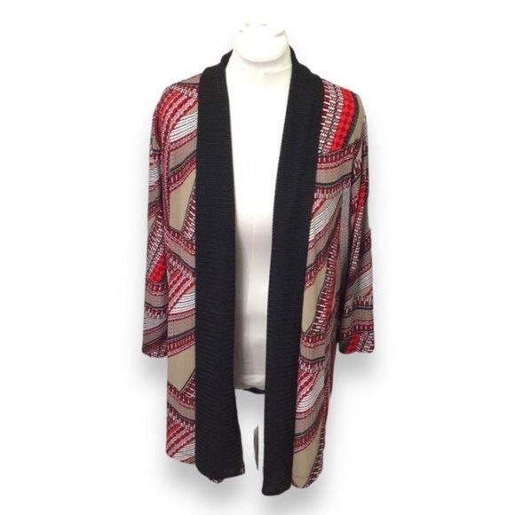 EasyWear by Chico’s Women’s 3/4 Sleeve Mixed Media Open Front Cardigan, US XL - Picture 1 of 8